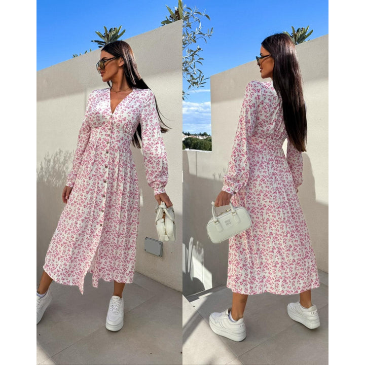 Damer Floral Knapp-öga Maxi Klänning Eva Jonsson-Eva Jonsson