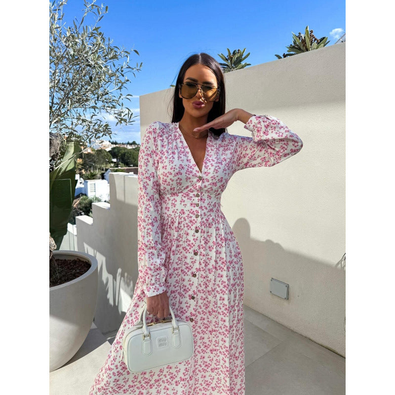 Damer Floral Knapp-öga Maxi Klänning Eva Jonsson-Eva Jonsson