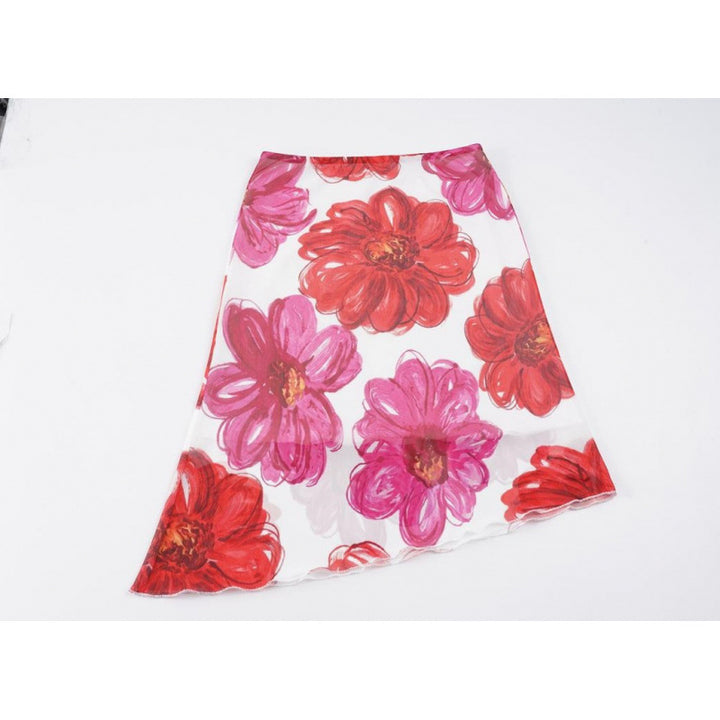 Damer Floral Maxi-Kjol med asymmetrisk fåll och elastisk midja Mirla-Eva Jonsson