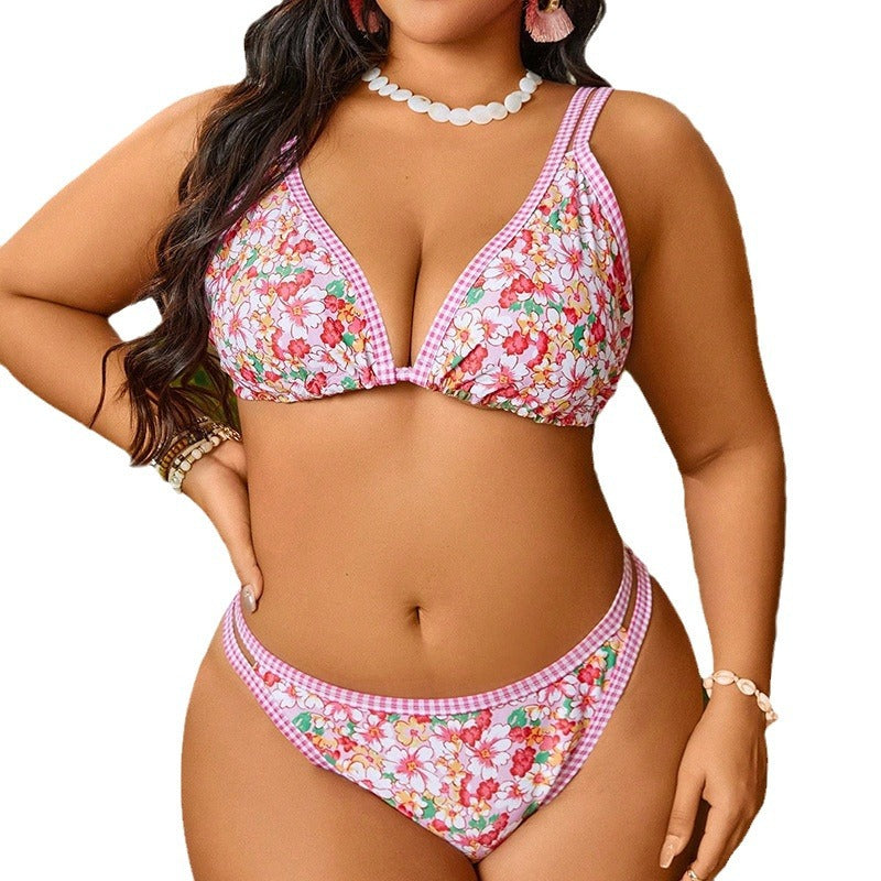 Damer Floral Triangel Bikini med justerbara axelband och högskuren trosor Mirla-Eva Jonsson