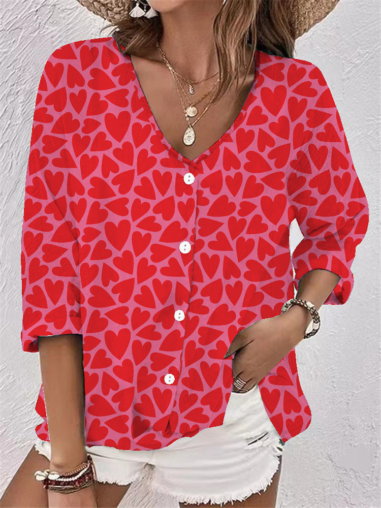 Damer Floral blommigt Button-Up Skjorta Mirla-Eva Jonsson