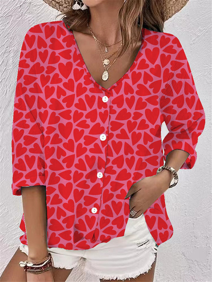 Damer Floral blommigt Button-Up Skjorta Mirla-Eva Jonsson