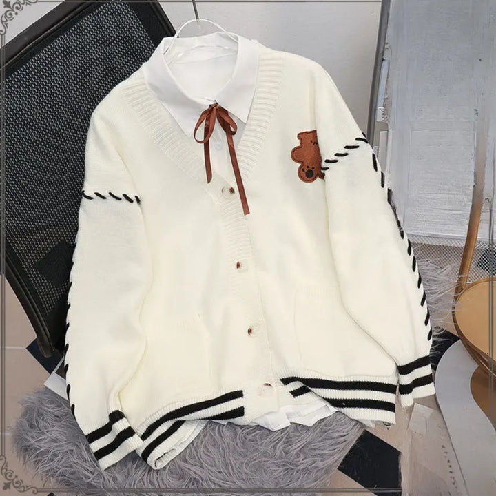 Damer Fluffig Cardigan med Unikt Björnmotiv Mirla-Eva Jonsson