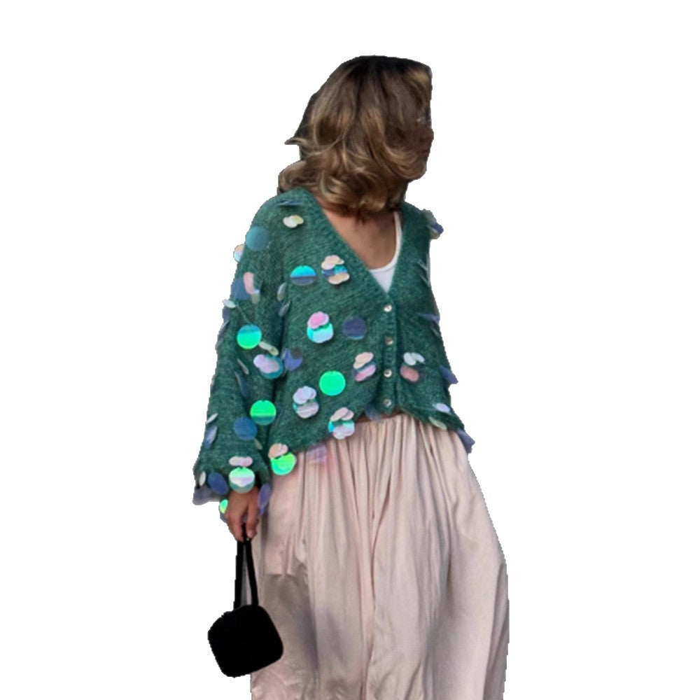 Damer Fluffig Cardigan med holografiska accenter Eva Jonsson-Eva Jonsson