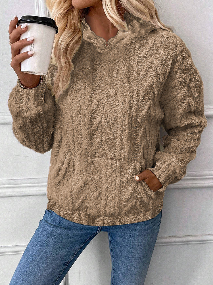 Damer Fluffig Hoodie med Känguruficka Mirla-Eva Jonsson