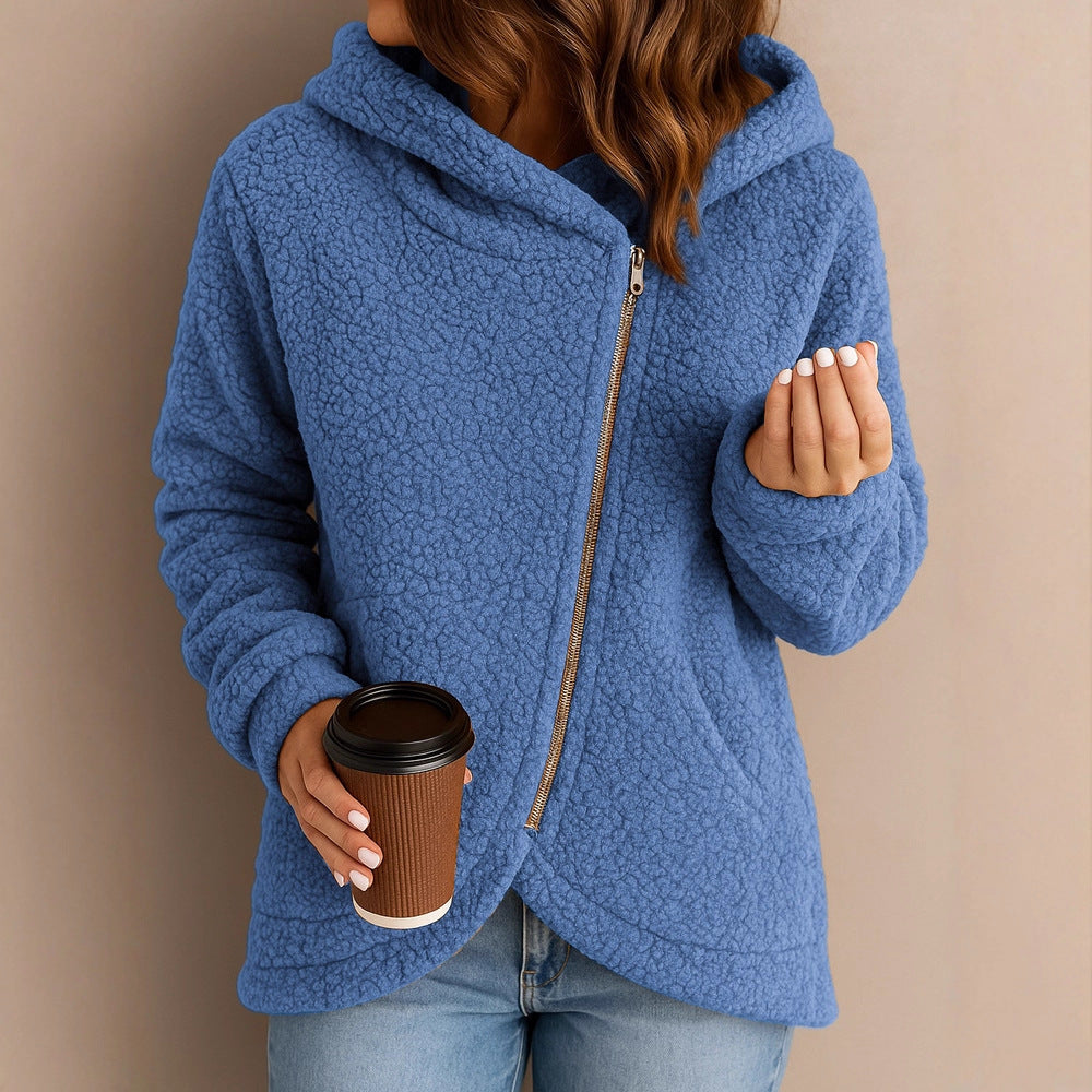 Damer Fluffig Hoodiejacka med asymmetrisk dragkedja Mirla-Eva Jonsson