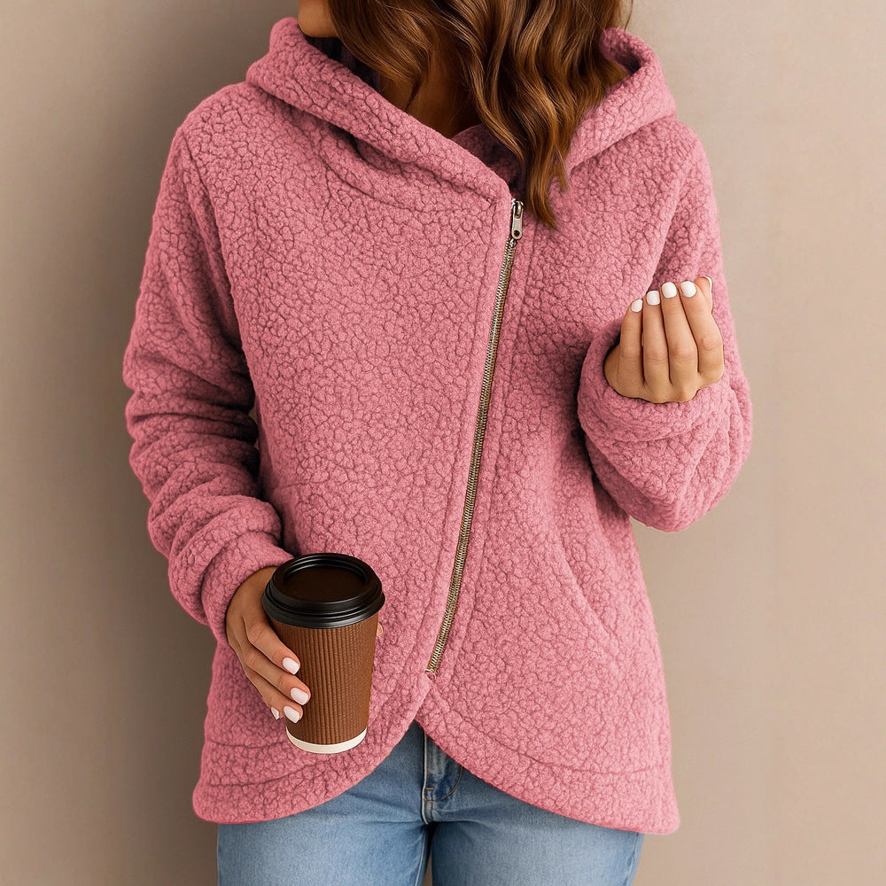 Damer Fluffig Hoodiejacka med asymmetrisk dragkedja Mirla-Eva Jonsson
