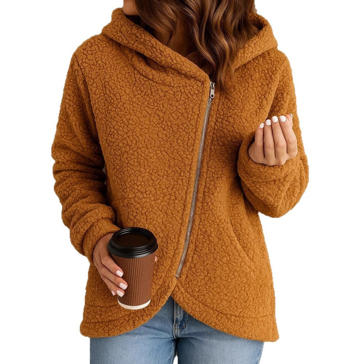 Damer Fluffig Hoodiejacka med asymmetrisk dragkedja Mirla-Eva Jonsson