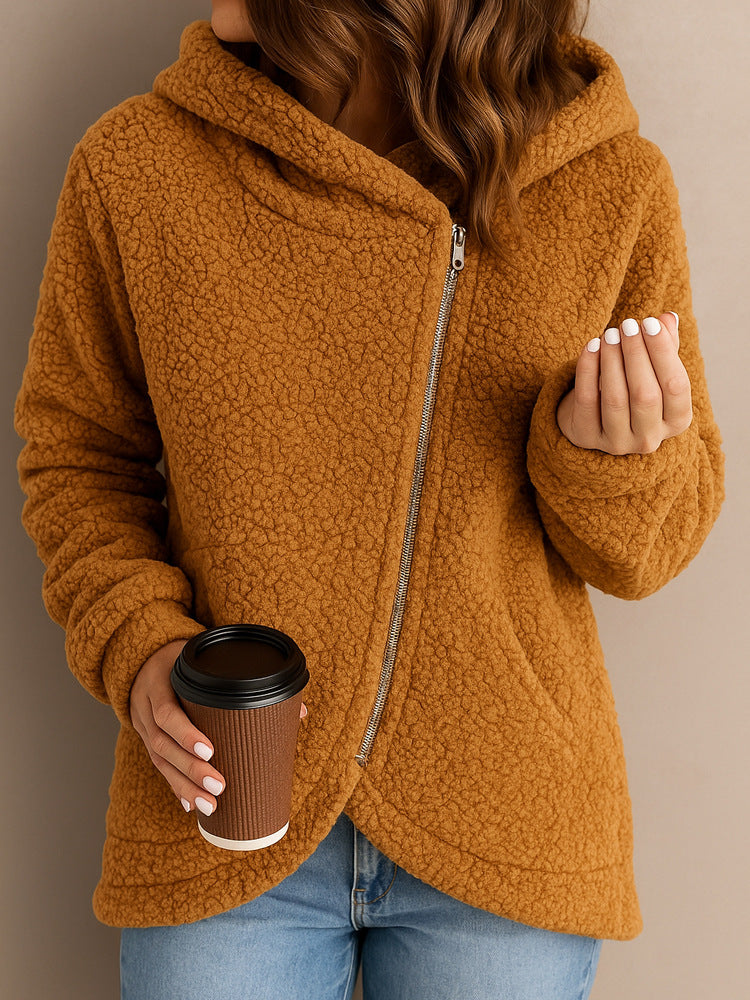 Damer Fluffig Hoodiejacka med asymmetrisk dragkedja Mirla-Eva Jonsson