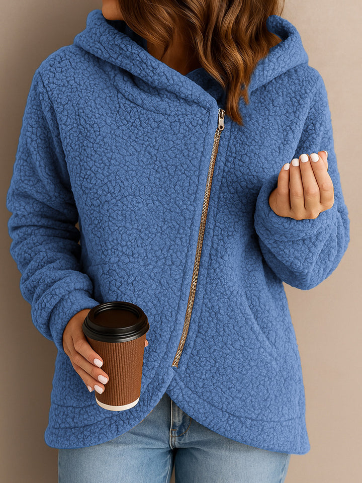 Damer Fluffig Hoodiejacka med asymmetrisk dragkedja Mirla-Eva Jonsson