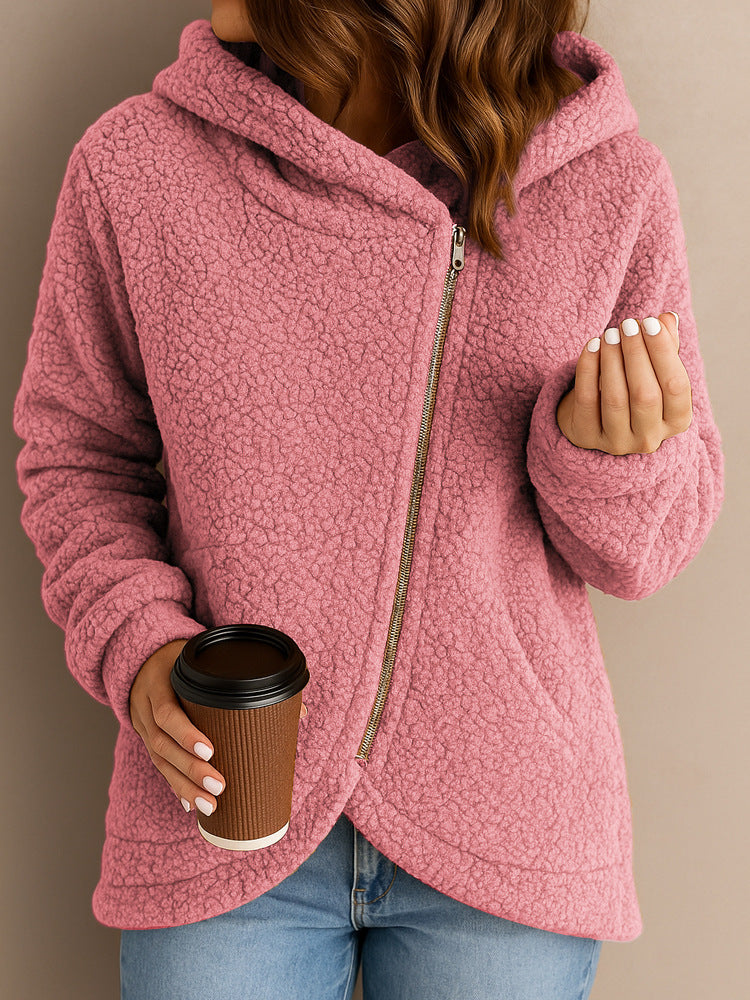 Damer Fluffig Hoodiejacka med asymmetrisk dragkedja Mirla-Eva Jonsson