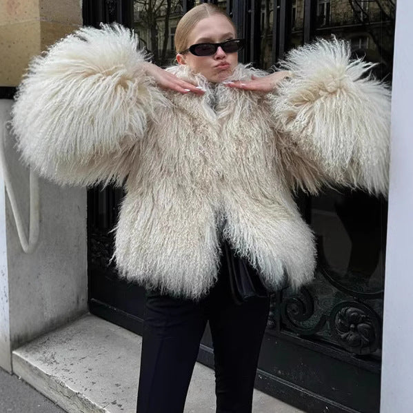 Damer Fluffig Konstpälsjacka i lång modell med vida utsvängda ärmar Mirla-Eva Jonsson