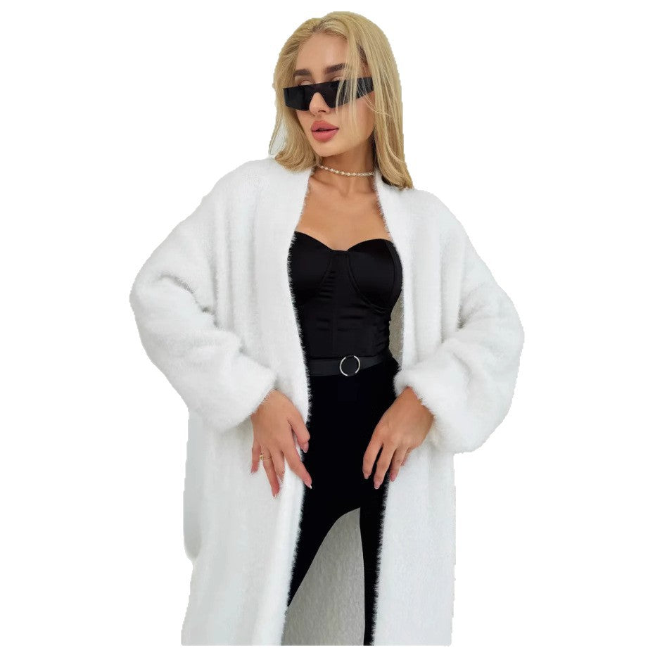 Damer Fluffig Långcardigan med öppen skärning och mjuka ärmar Eva Jonsson-Eva Jonsson