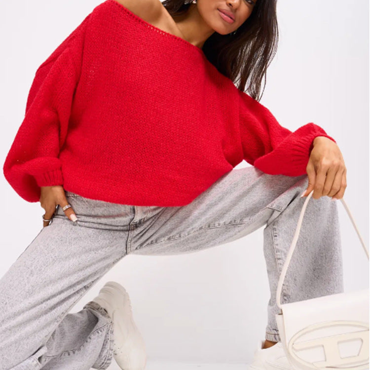 Damer Fluffig Off-Shoulder Tröja med överlappande axlar Mirla-Eva Jonsson