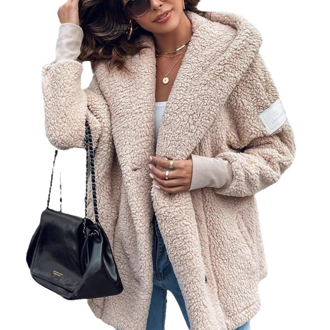 Damer Fluffig Teddyjacka med oversized krage och praktiska fickor Mirla-Eva Jonsson