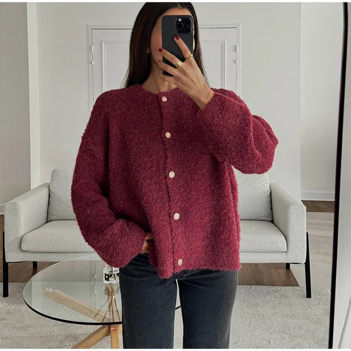 Damer Fluffy Cardigan Eva Jonsson-Eva Jonsson