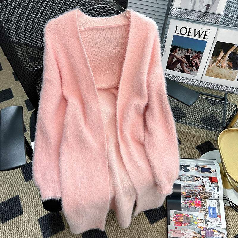 Damer Fluffy Cardigan med Öppen Skärning Mirla-Eva Jonsson