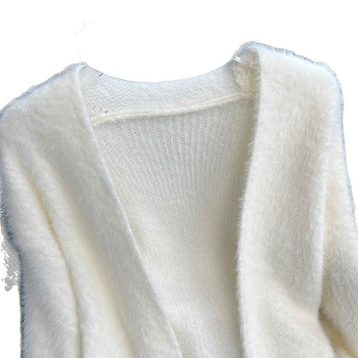 Damer Fluffy Cardigan med Öppen Skärning Mirla-Eva Jonsson