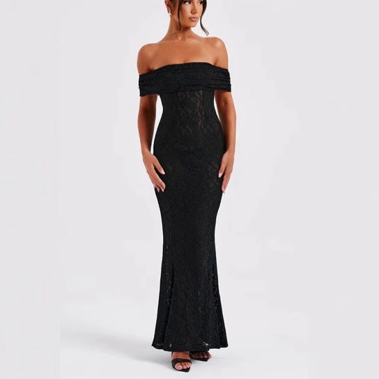 Damer Förföriskt Spets-Maxiklänning med off-shoulder design Mirla-Eva Jonsson
