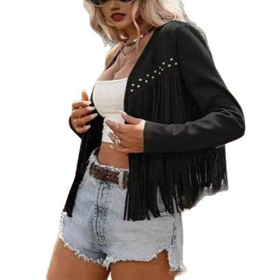 Damer Fransen-jacka med dekorativa nitar Mirla-Eva Jonsson