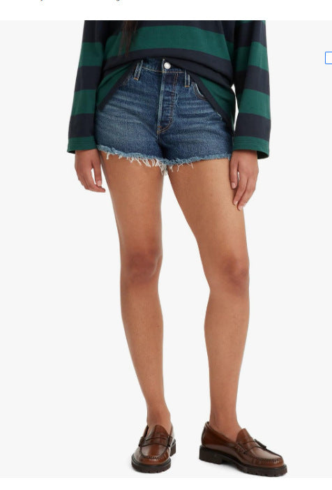 Damer Frayed Denim-short i vintage-stil med modern passform Mirla-Eva Jonsson