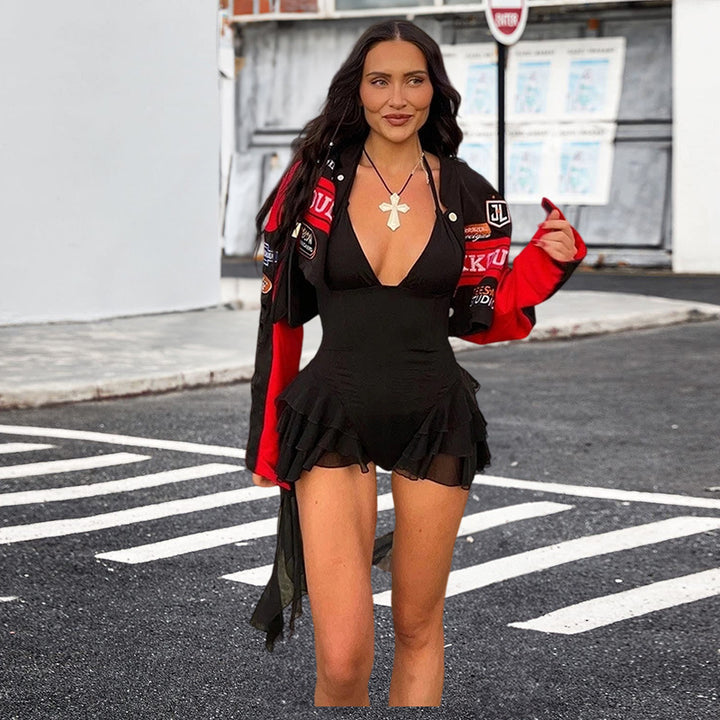 Damer Fritid Baddräkt med vid volang och djup halsringning Eva Jonsson-Eva Jonsson