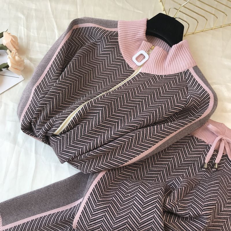 Damer Fritids Strickjacka och Joggingbyxor Set Mirla-Eva Jonsson