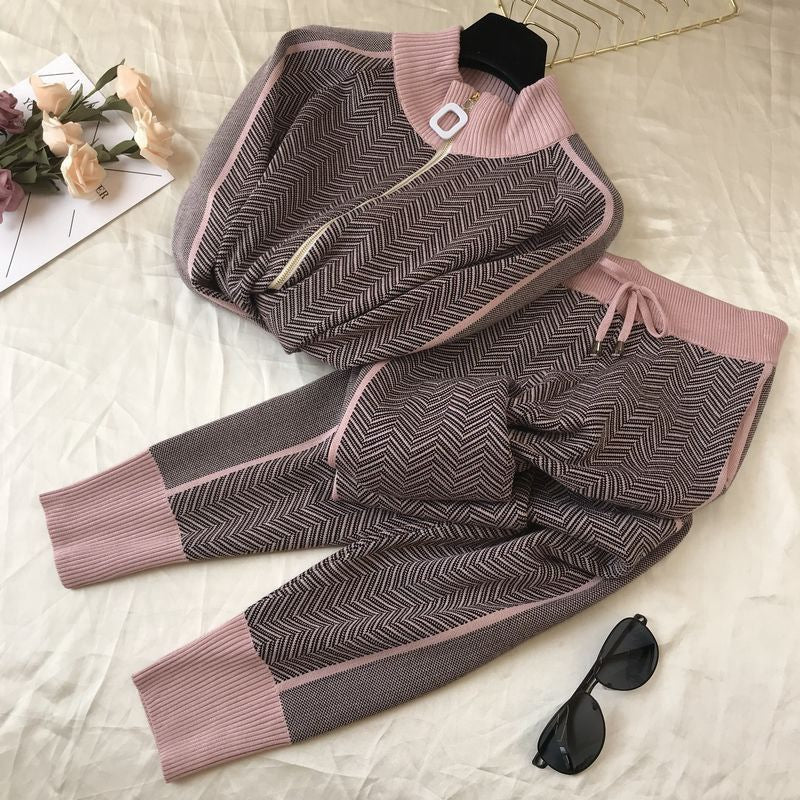 Damer Fritids Strickjacka och Joggingbyxor Set Mirla-Eva Jonsson