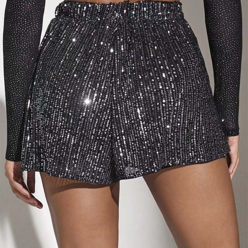 Damer Funktionsshorts med Glittrande Paljetter och Elastisk Midja Mirla-Eva Jonsson