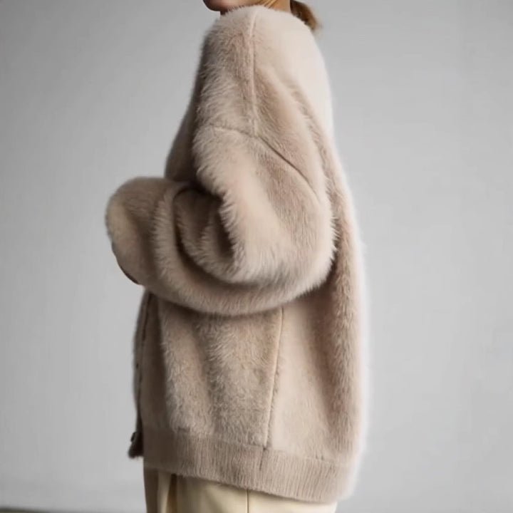 Damer Fuzzy Cardigan med eleganta knappar och löst snitt Mirla-Eva Jonsson