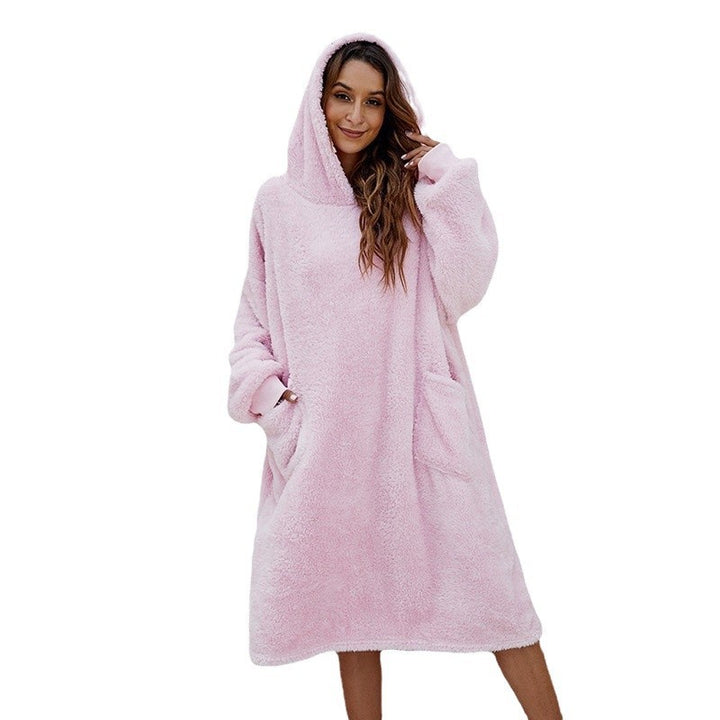 Damer Fuzzy Hoodie-Kappa med stora fickor och huva Mirla-Eva Jonsson