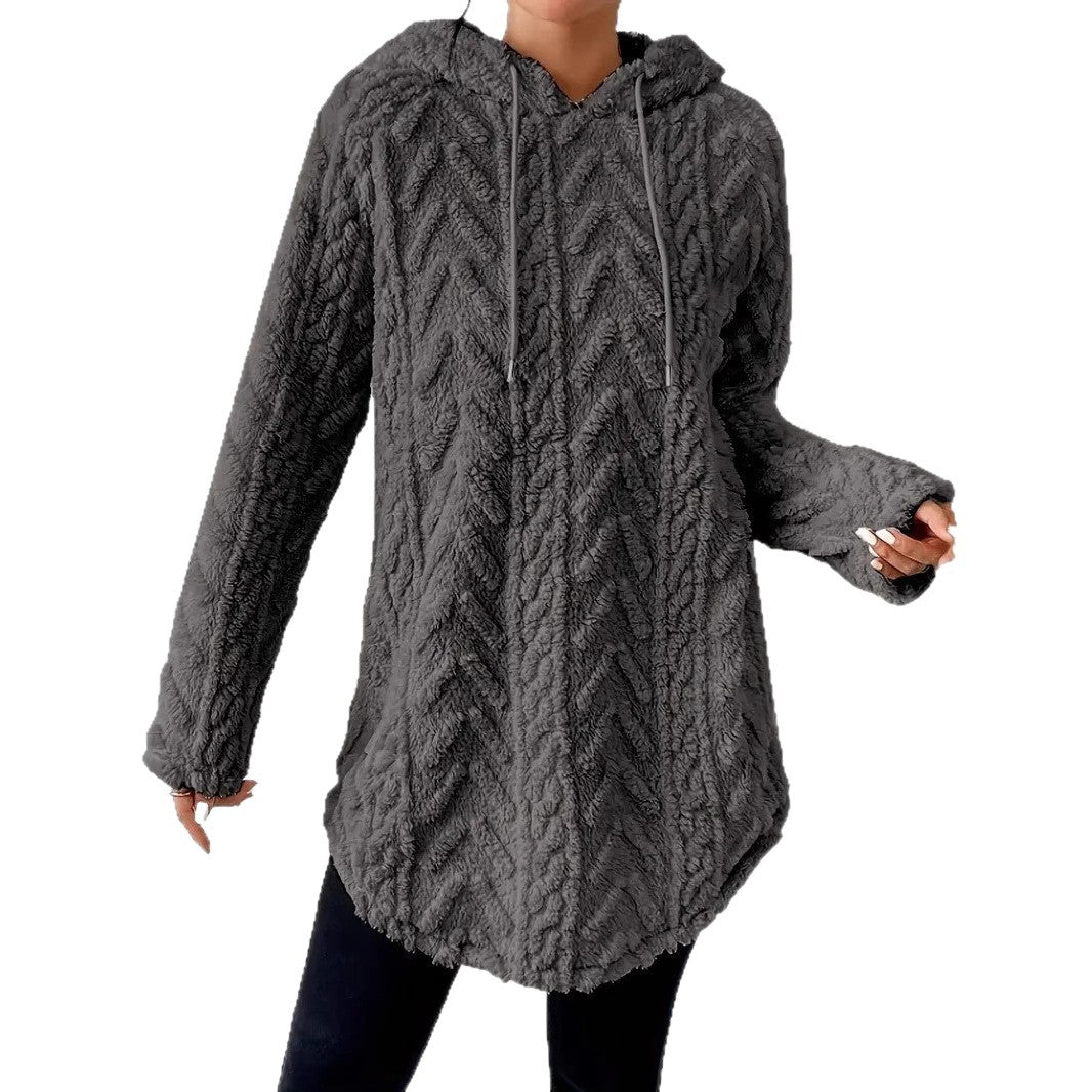 Damer Fuzzy Hoodie med Flätdesign Eva Jonsson-Eva Jonsson