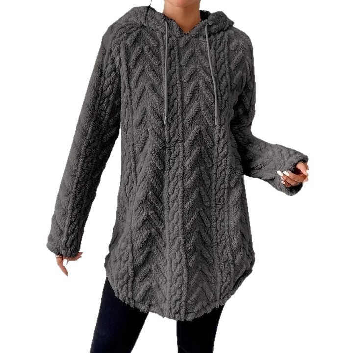 Damer Fuzzy Hoodie med Flätdesign Eva Jonsson-Eva Jonsson