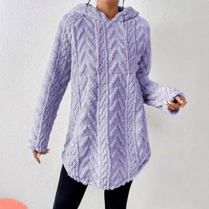 Damer Fuzzy Hoodie med Flätdesign Mirla-Eva Jonsson