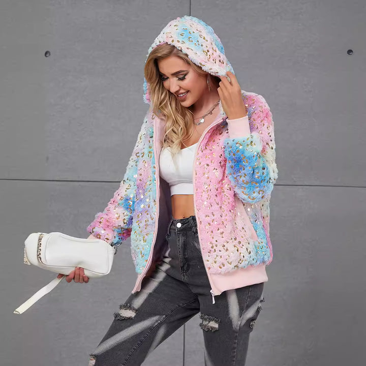 Damer Fuzzy Hoodie med glittrande accenter Eva Jonsson-Eva Jonsson