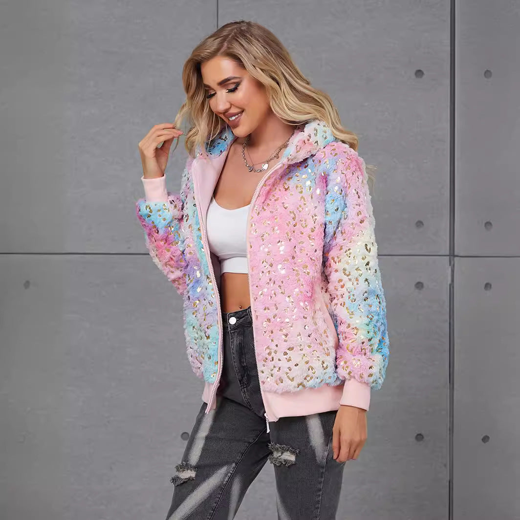 Damer Fuzzy Hoodie med glittrande accenter Eva Jonsson-Eva Jonsson