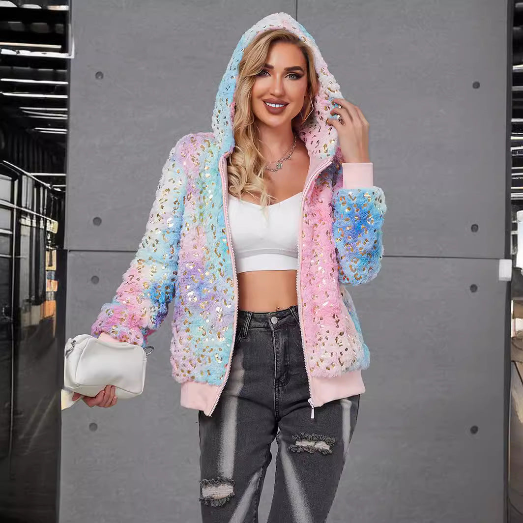 Damer Fuzzy Hoodie med glittrande accenter Eva Jonsson-Eva Jonsson