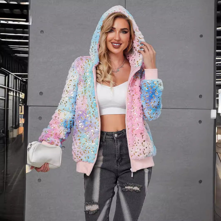 Damer Fuzzy Hoodie med glittrande accenter Eva Jonsson-Eva Jonsson