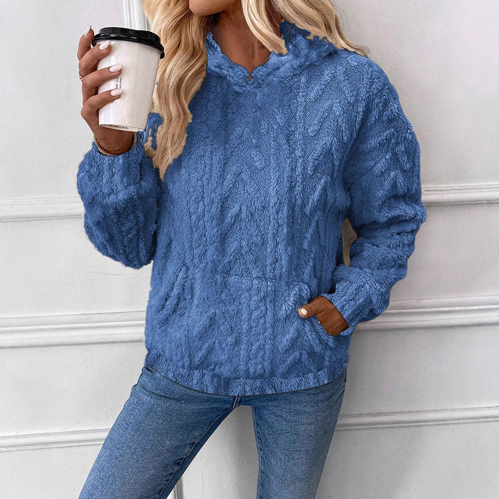 Damer Fuzzy Hoodie med hög krage och kängurufickor Mirla-Eva Jonsson
