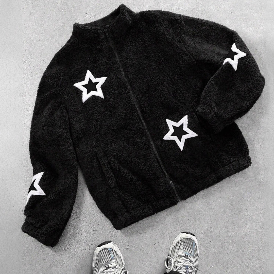Damer Fuzzy Hoodie med stjärnapplikationer Mirla-Eva Jonsson