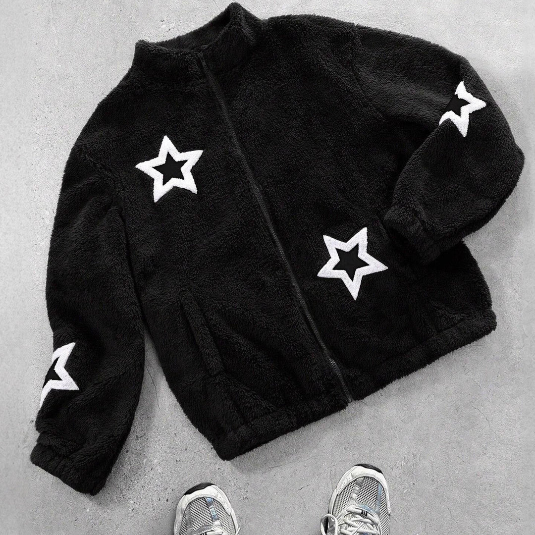 Damer Fuzzy Hoodie med stjärnapplikationer Mirla-Eva Jonsson