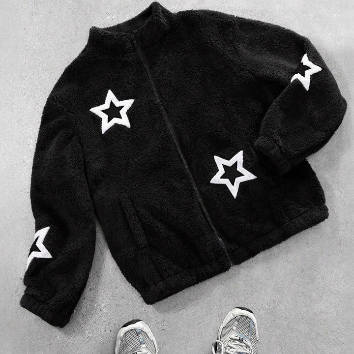 Damer Fuzzy Hoodie med stjärnapplikationer Mirla-Eva Jonsson