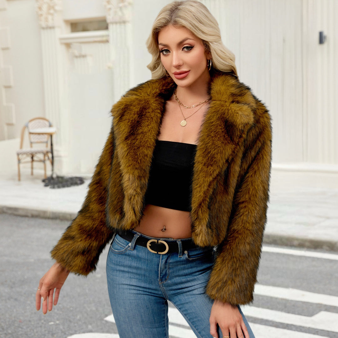 Damer Fuzzy Konstpälsjacka med elegant revär Mirla-Eva Jonsson