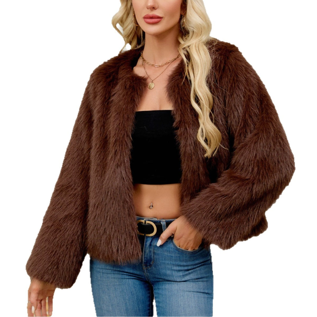 Damer Fuzzy Kort Jacka i Konstpäls med Loose Fit Mirla-Eva Jonsson
