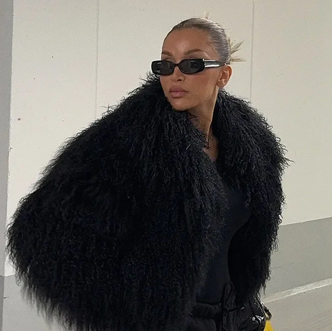 Damer Fuzzy Kort Jacka med oversized skärning Eva Jonsson-Eva Jonsson