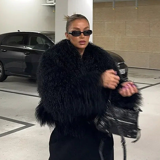 Damer Fuzzy Kort Jacka med oversized skärning Eva Jonsson-Eva Jonsson