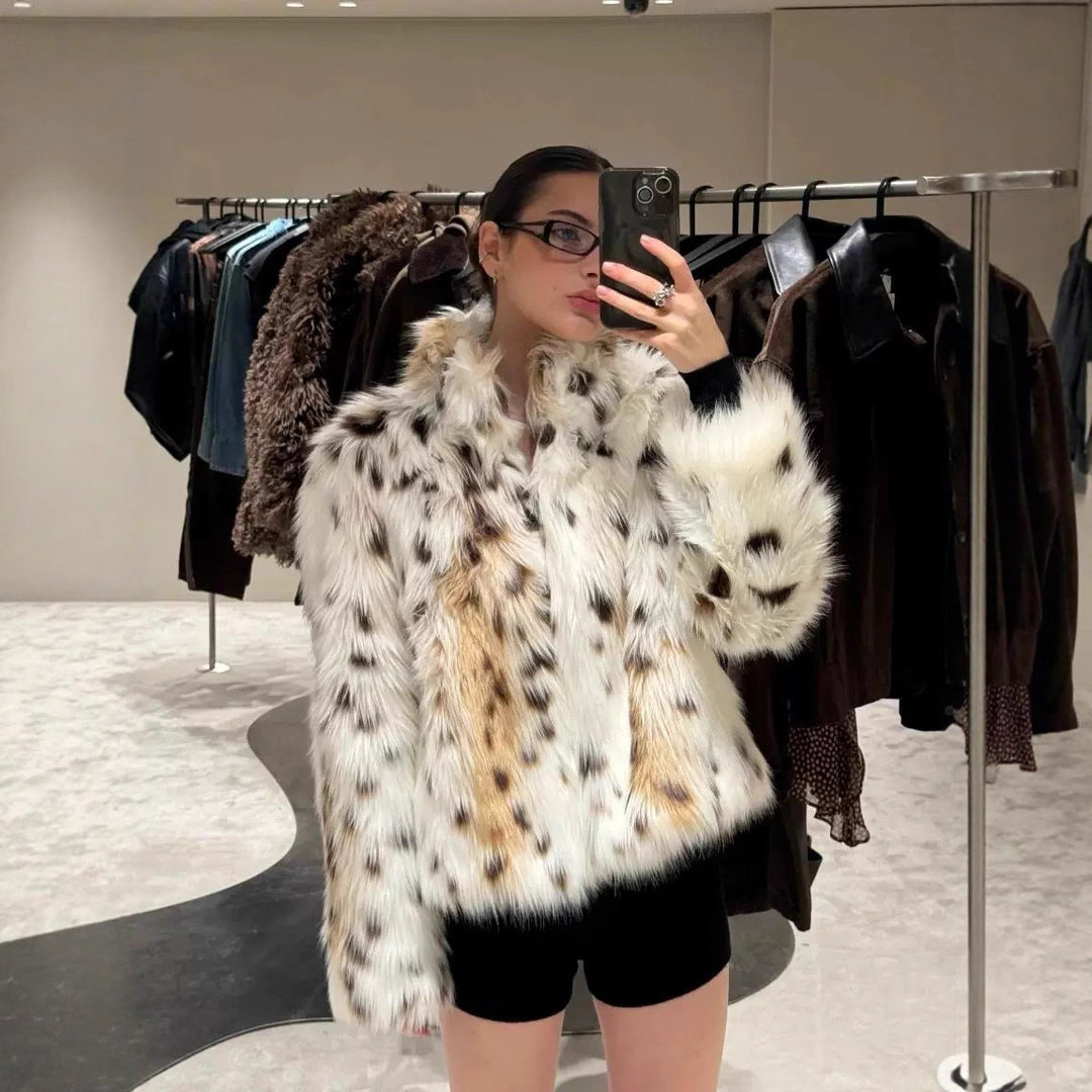 Damer Fuzzy Leopardmönster Konstpälsjacka Mirla-Eva Jonsson