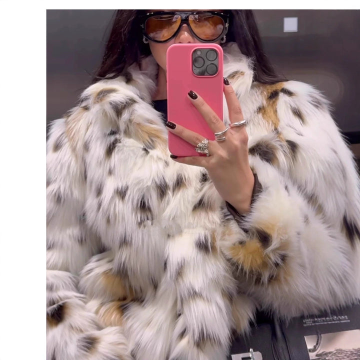 Damer Fuzzy Leopardmönster Konstpälsjacka Mirla-Eva Jonsson