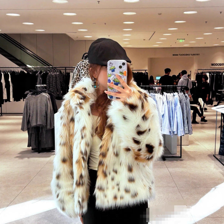 Damer Fuzzy Leopardmönster Konstpälsjacka Mirla-Eva Jonsson