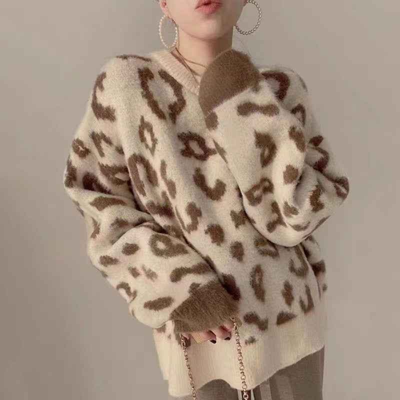 Damer Fuzzy Leopardmönster Tröja Eva Jonsson-Eva Jonsson